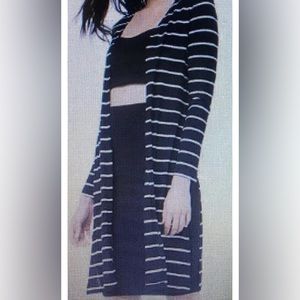 Knit Cardigan Striped Black/Cream Size Medium